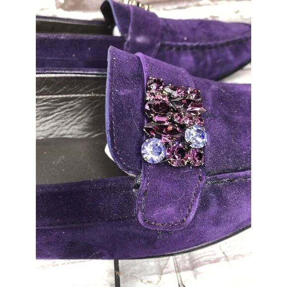 Stuart Weitzman Purple Suede Leather Rhinestone Pump Shoes Women Sz 8M US/38.5EU - Picture 7 of 16